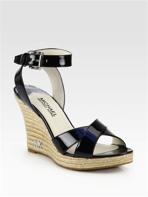 michael kors black leather espadrilles|Michael Kors espadrille wedge sandals.